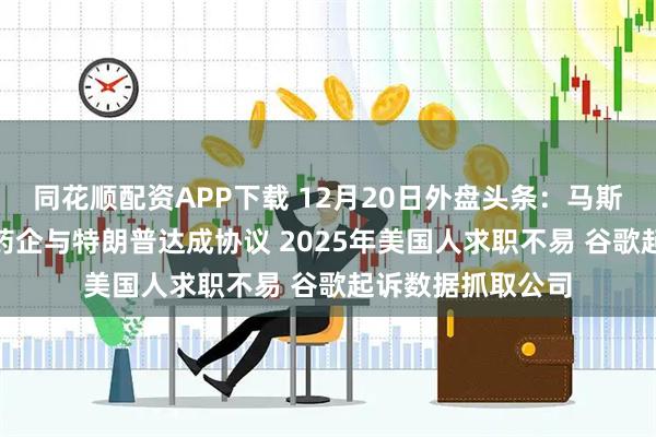 同花顺配资APP下载 12月20日外盘头条：马斯克上诉获胜 9家药企与特朗普达成协议 2025年美国人求职不易 谷歌起诉数据抓取公司